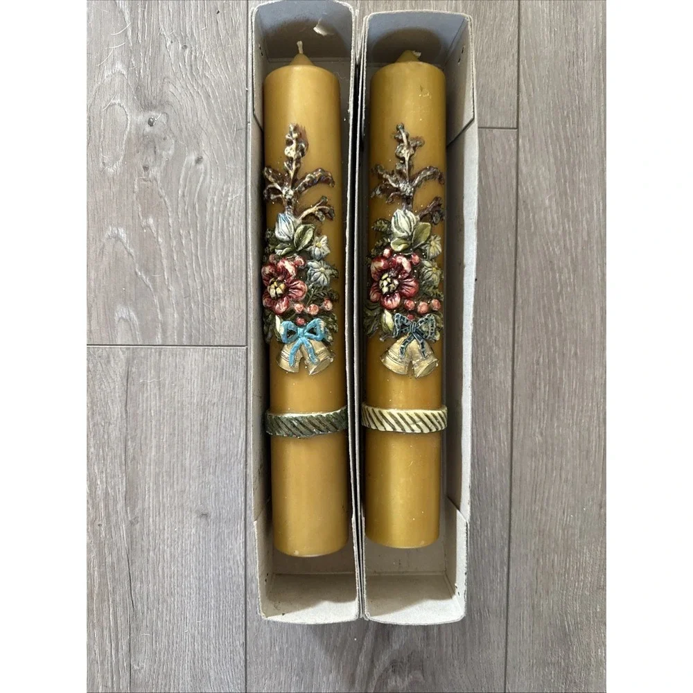 2 Pcs Vintage Paschal candle Christmas Large 12